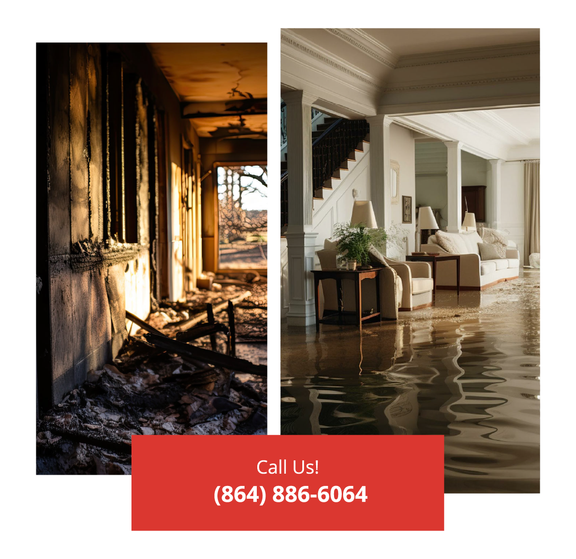 Fire damage and water damage